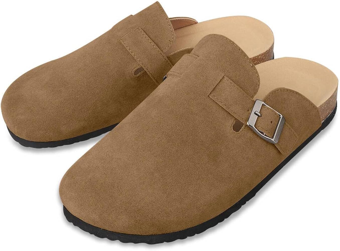 Boston Suede Clogs for Women Men Dupes Unisex Arizona Delano Slip-on Potato Shoes Footbed Cork Clogs | Amazon (US)