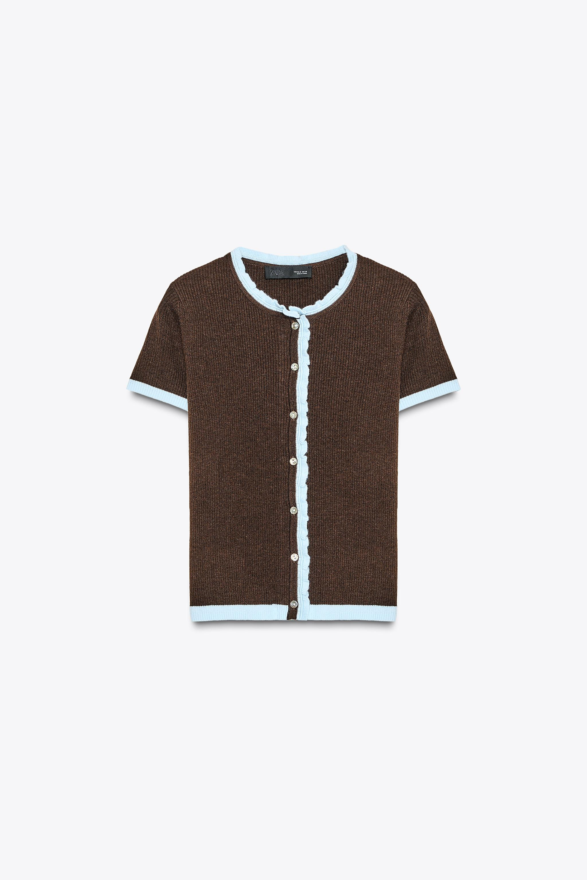 SHORT SLEEVE COMBINATION KNIT JACKET | Zara US