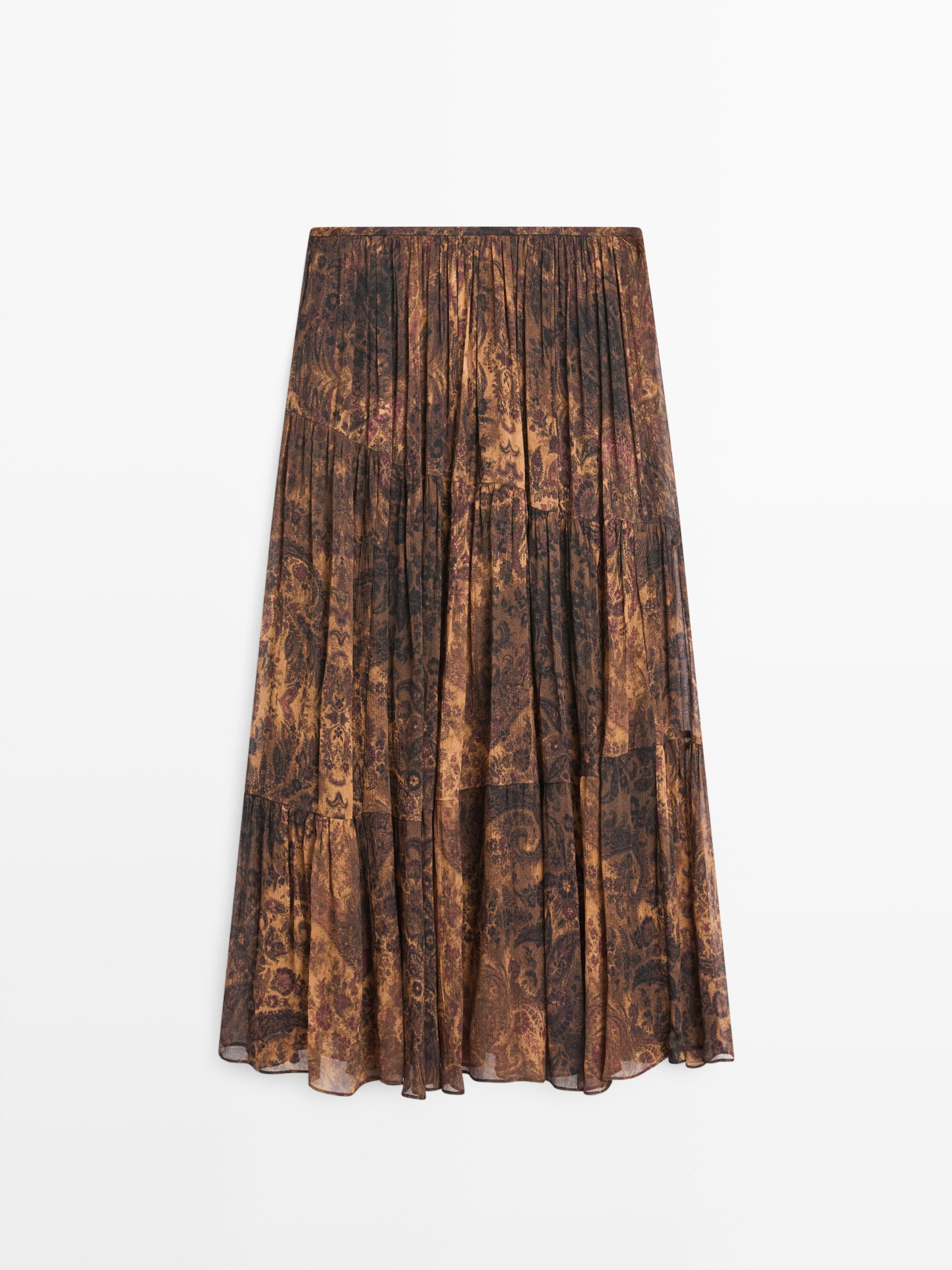 Flowing asymmetric midi skirt | Massimo Dutti UK
