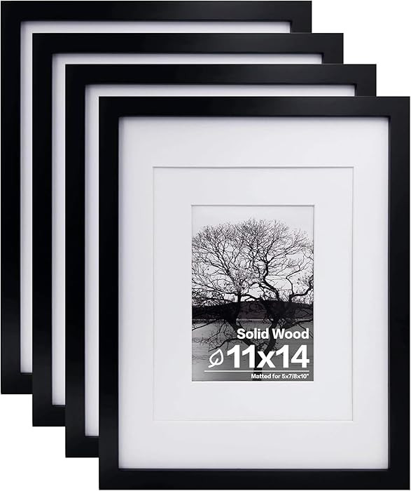 Egofine 11x14 Picture Frames Set of 4, Made of Solid Wood Covered by Plexiglass 5x7 and 8x10 with... | Amazon (US)