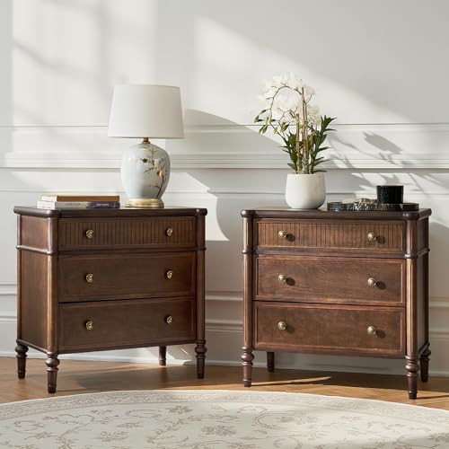 HULALA HOME Traditional End Table with Charging Station, Fluted End Tables with Wood Drawers and ... | Amazon (US)