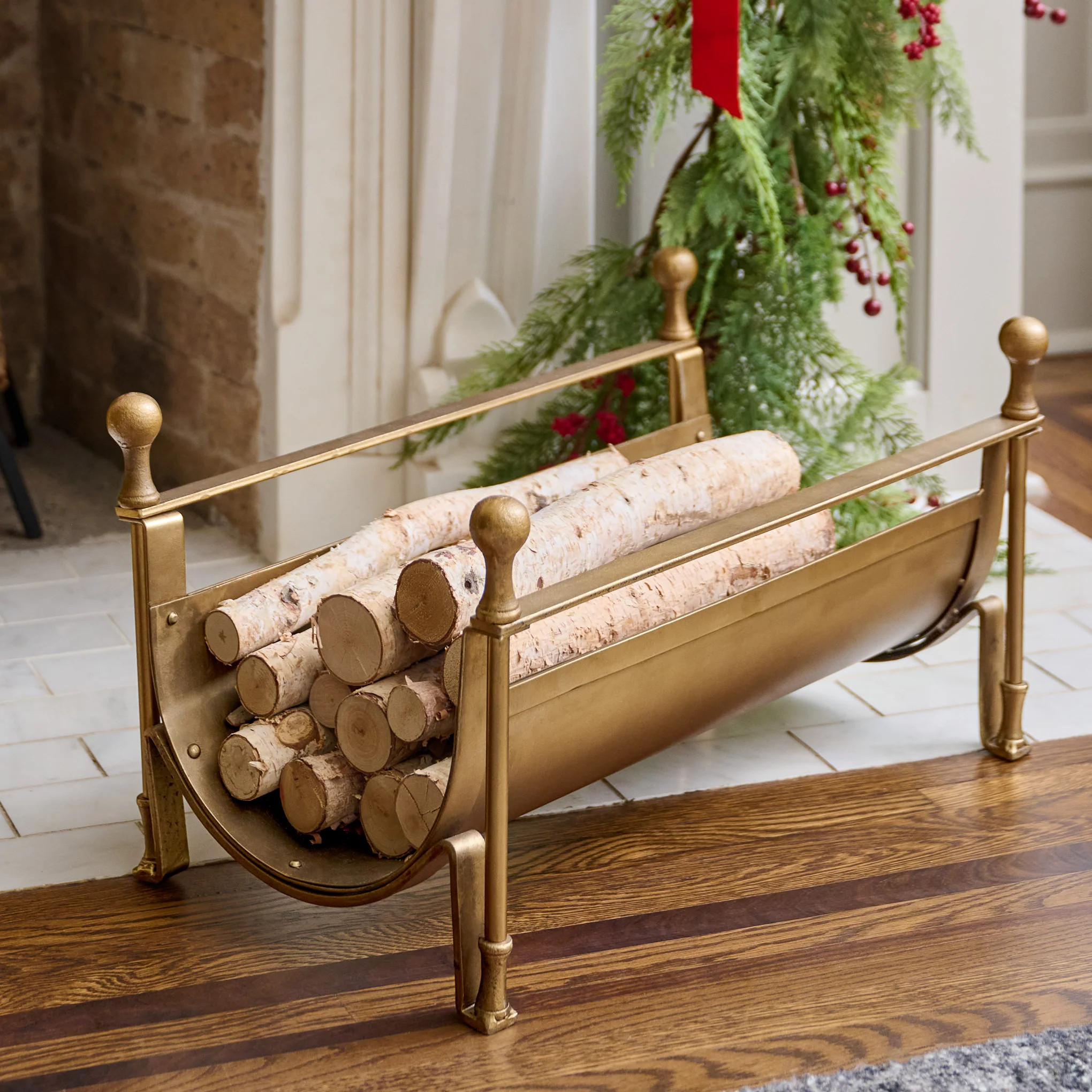 Shepherd Brass Log Holder | Magnolia