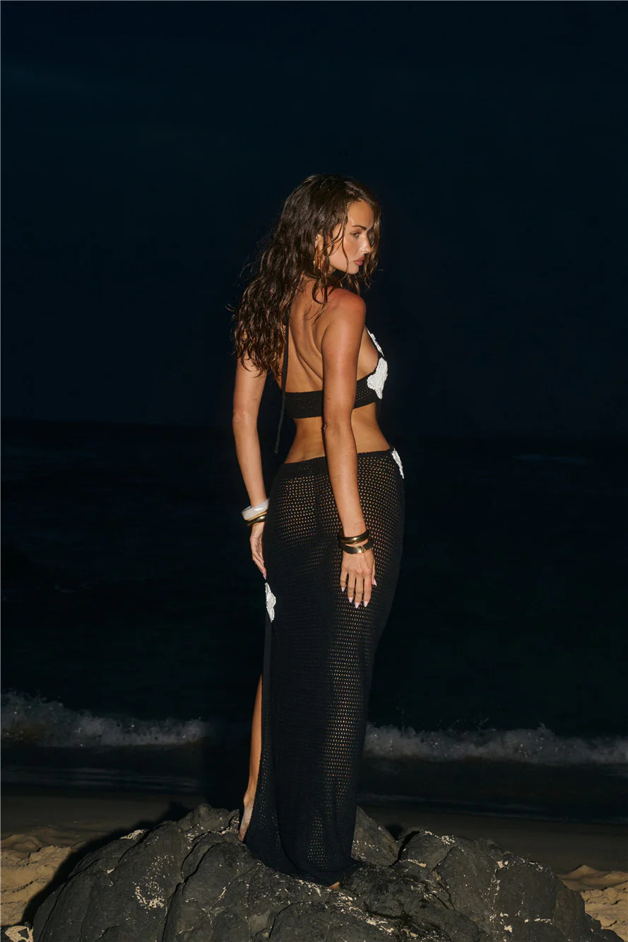 Monaco Sun Knit Halter Maxi Dress Black | Hello Molly (US)