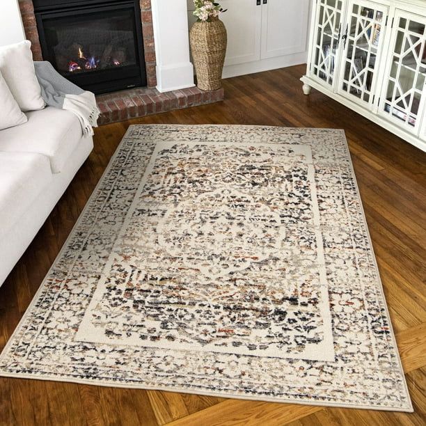 Simply Southern Cottage Laurel, Off White, Area Rug, 5' x 7' | Walmart (US)