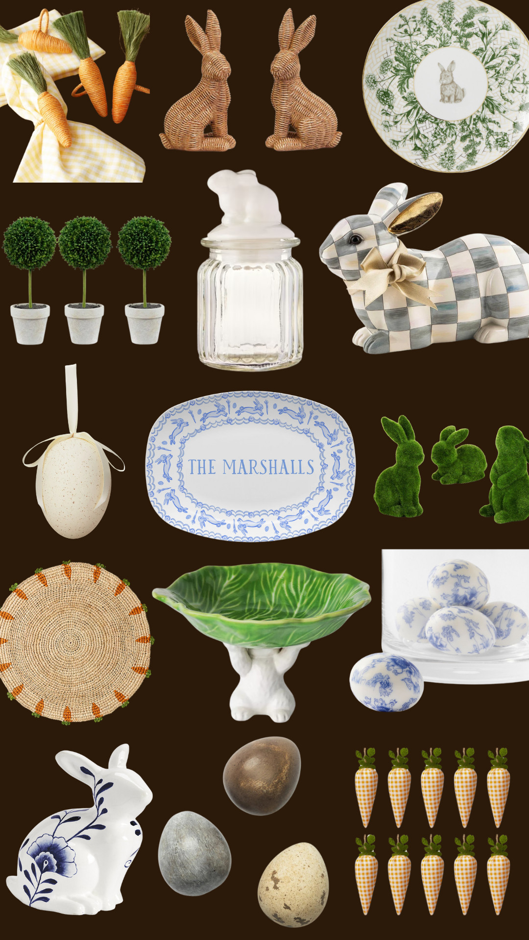 Elevated Easter Decor 🤎🐰 I love a toile pattern or a moss bunny during Easter! And I've been eyeing those little topiaries for my Easter table. Shop these finds above and find even more at shop.chrislovesjulia.com

 

#LTKStyleTip #LTKFindsUnder50 #LTKSeasonal