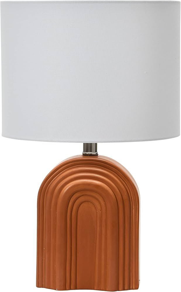 Main + Mesa Carved Arch Stoneware Table Lamp with Linen Drum Shade, Terracotta | Amazon (US)