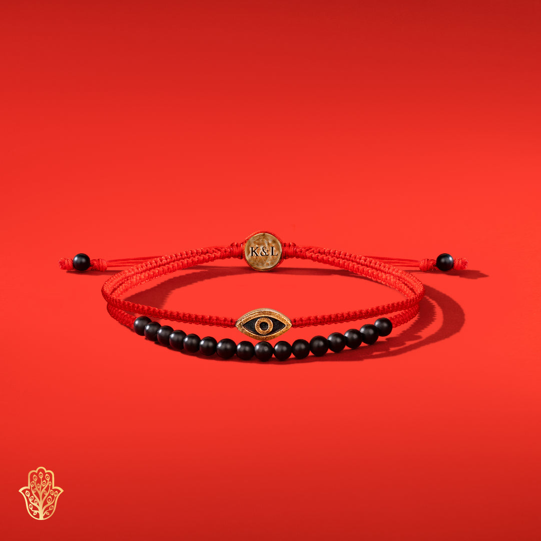 Brave Gaze - Red String Matte Onyx Evil Eye Bracelet | Karma and Luck
