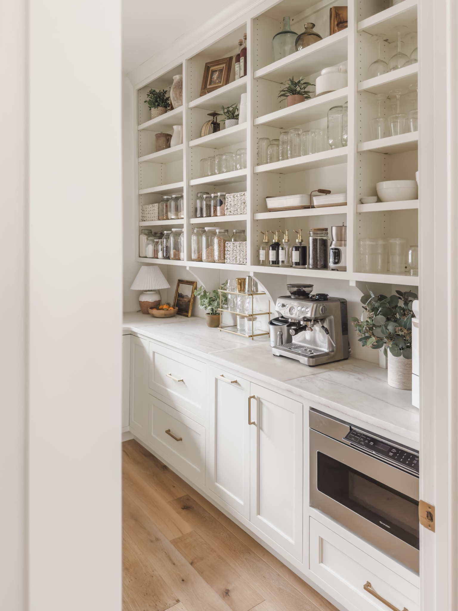 Prep kitchen views featuring various organization for open shelving. Incorporated into this space is a simple coffee bar area that I absolutely love

Home organization, kitchen faves, spring refresh, prep kitchen, gold detail, light and bright, home aesthetic, neutral decor, Breville, Amazon Prime, found it on Amazon, Target, organized home, basket finds, coffee bar details, coffee station, shop the look!

#LTKSeasonal #LTKhome #LTKstyletip