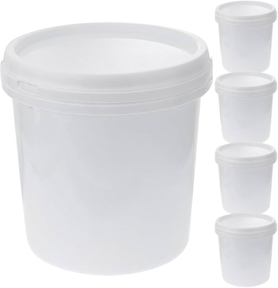 Healvian 5pcs Food Grade Plastic Storage Containers with Lid,1L Empty Barrel,Ice Cream Bucket & S... | Amazon (CA)