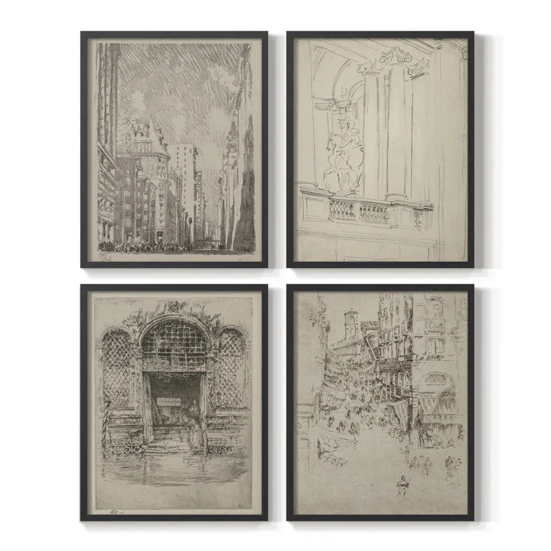 Winston Porter Vintage Sketch LXXX  Framed Print - Set of 4 | Wayfair | Wayfair North America