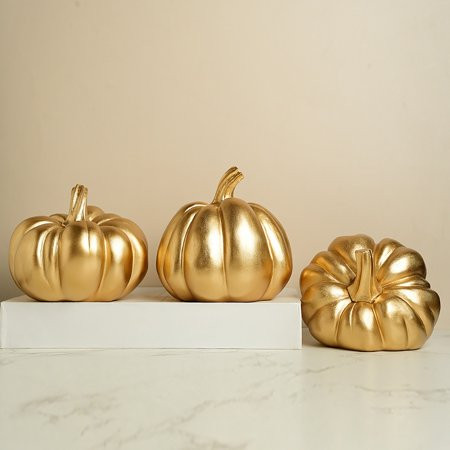 Vintage Halloween Pumpkin Decorations– Gold Pumpkin Resin Decorative Ornament Halloween Desktop Decorations, Halloween Indoor Decor for Holiday , Fall and Home Display | Walmart (US)