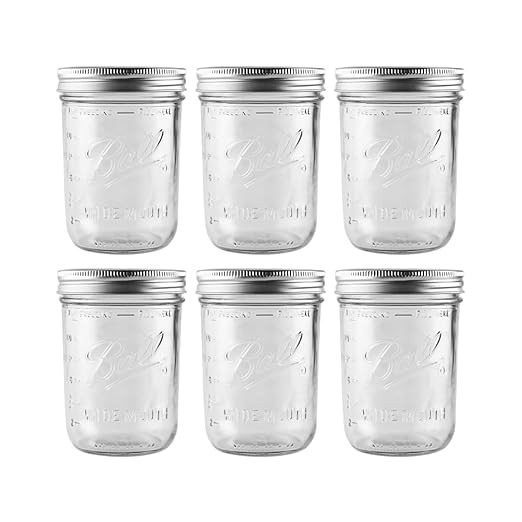 Ball - 16 oz Wide Mouth Glass Mason Jars | 6 Pack Jars with Airtight Lids | Large Glass Jar for F... | Amazon (US)