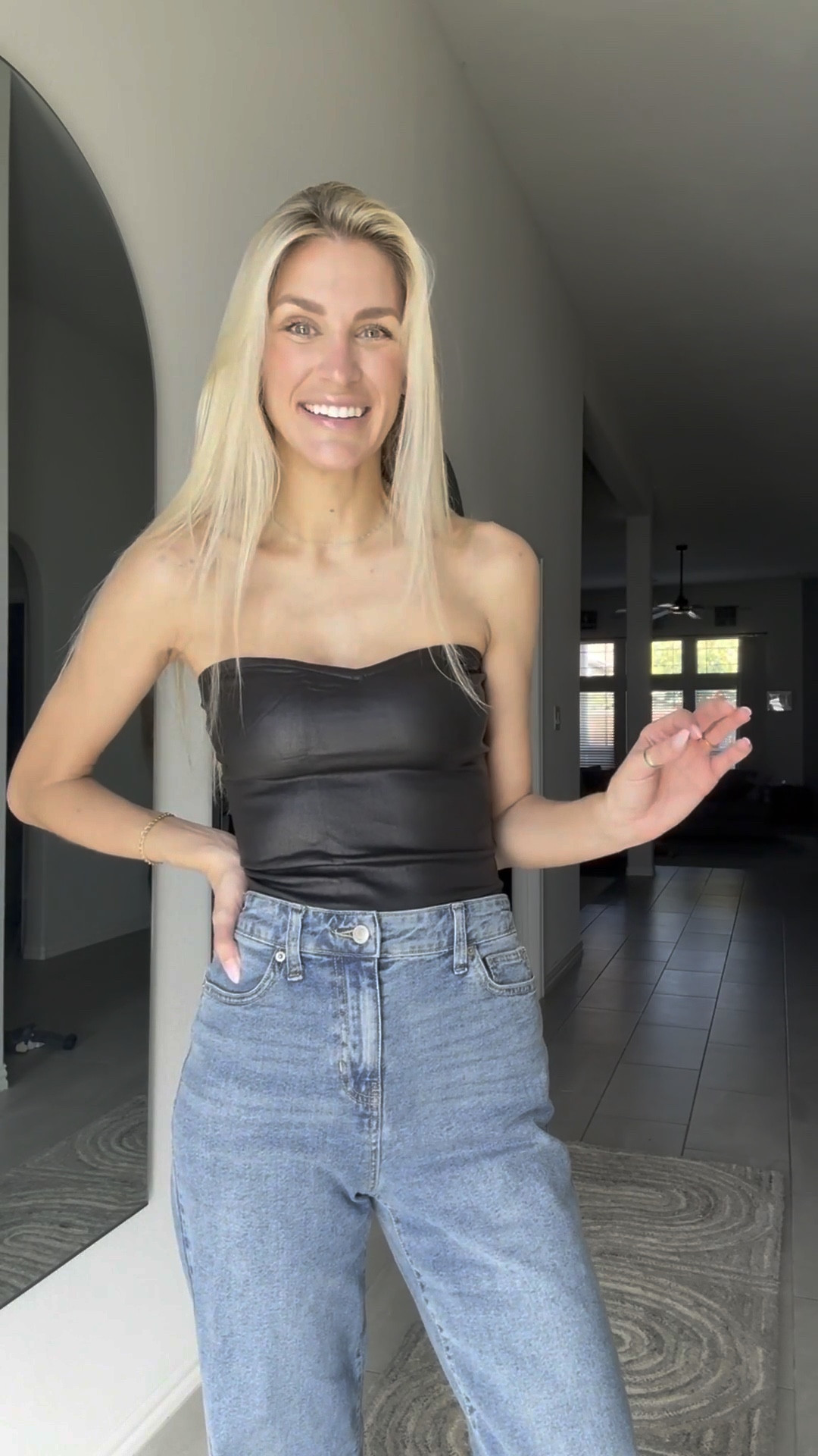 Paired with my $17 34” inseam jeans 

This black metallic tube top surprised me! It’s stretchy, stays in place, and has that shiny finish that looks so good for concerts, nights out, or layering under a blazer. It’s comfy and not restrictive at all. Perfect if you want something fun and bold without sacrificing comfort

#LTKStyleTip #LTKCyberWeek #LTKTall