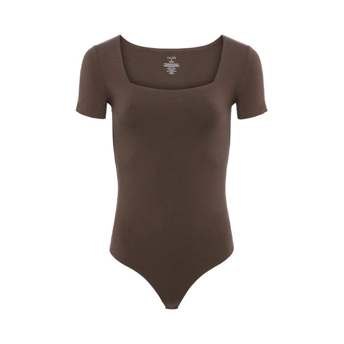 Short Sleeve Square Neck Bodysuit | Nuuds US