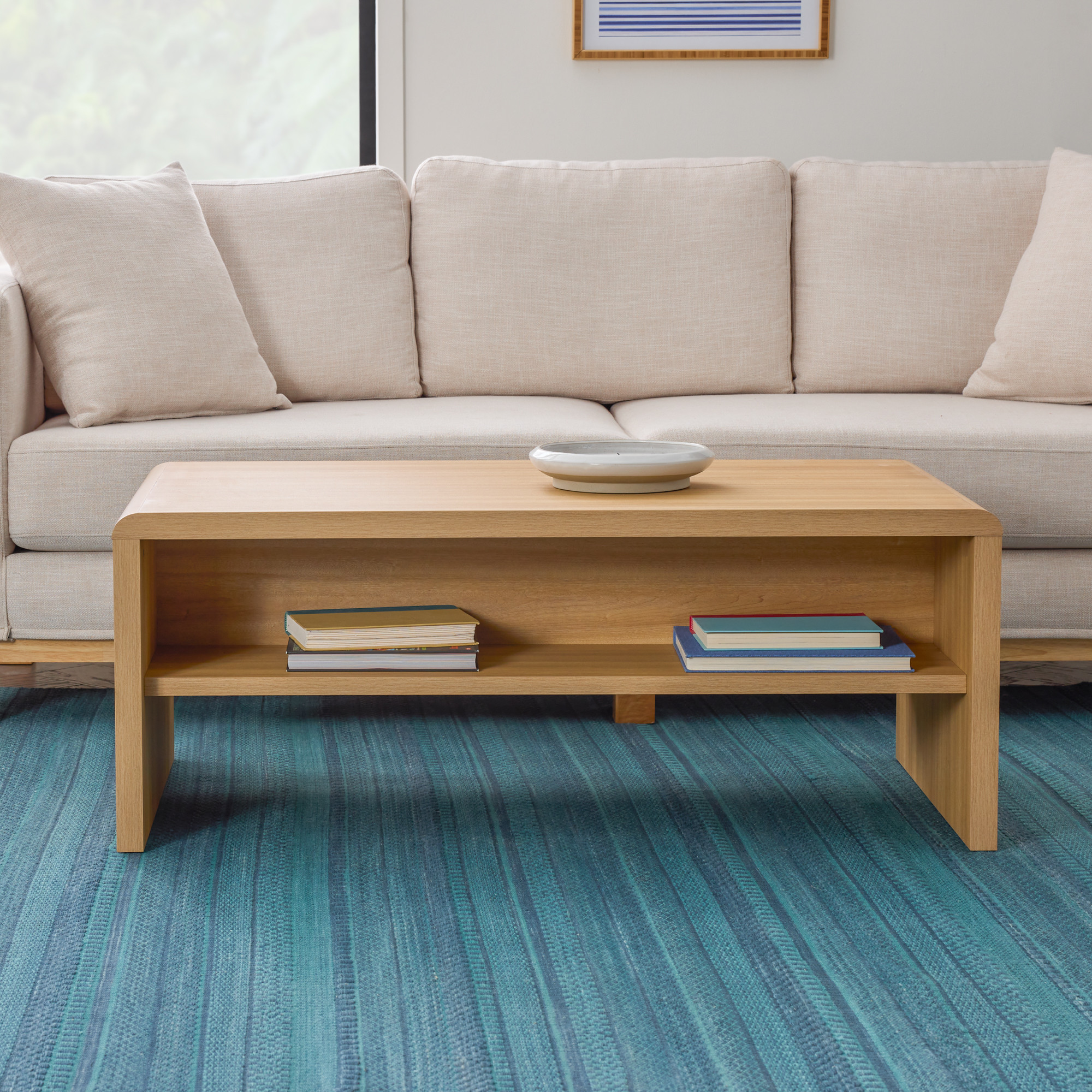 Mayview Rounded Corner Coffee Table, Light Oak | Walmart (US)