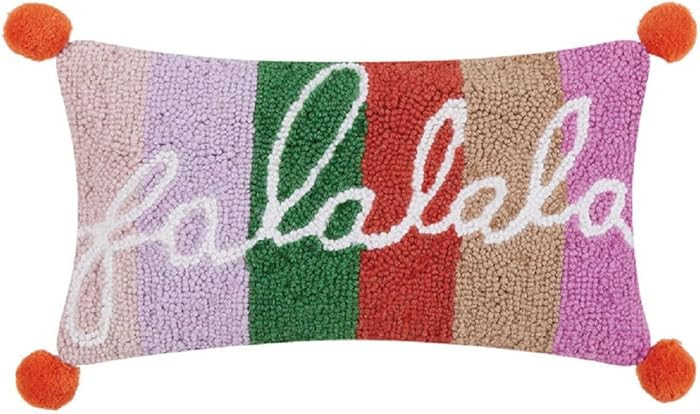 Peking Handicraft Falala with Pom Pom Hook Pillow, 16-inch Length, Wool, Poly Velvet, Christmas, ... | Amazon (US)