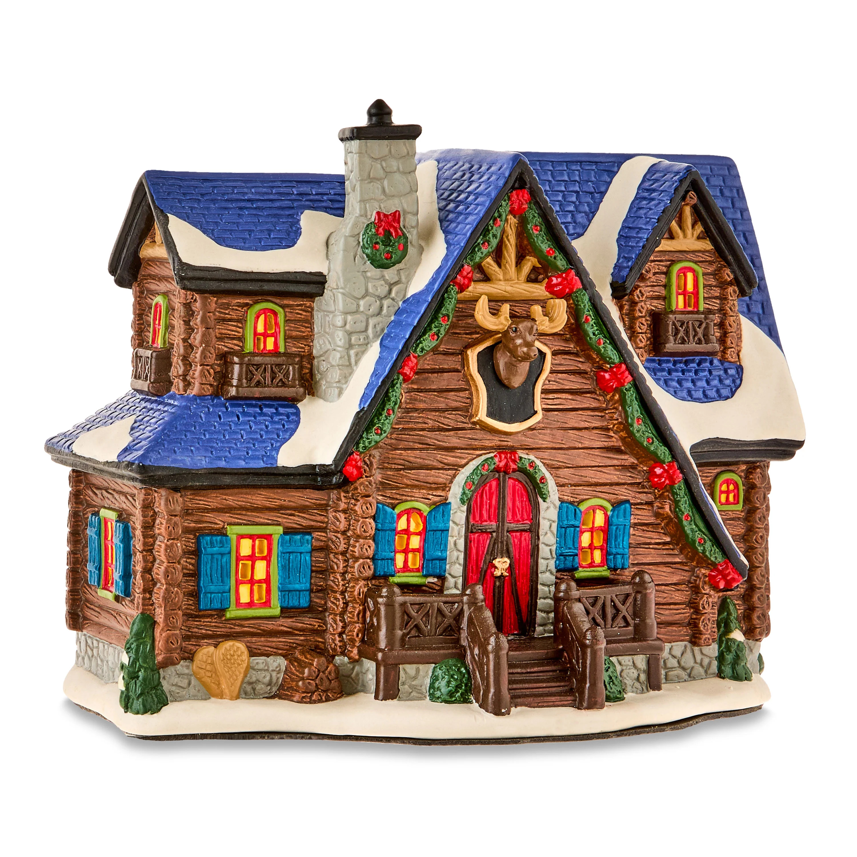 Light-Up Porcelain Hunting Lodge Christmas Village Building, Multicolor, 7.63", by Holiday Time | Walmart (US)