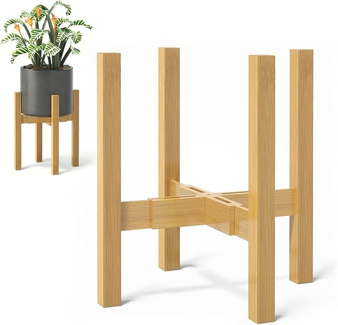 Plant Stand for Indoor Plants, Mid Century Modern Adjustable Bamboo Plant Stand Indoor Plant Hold... | Amazon (US)