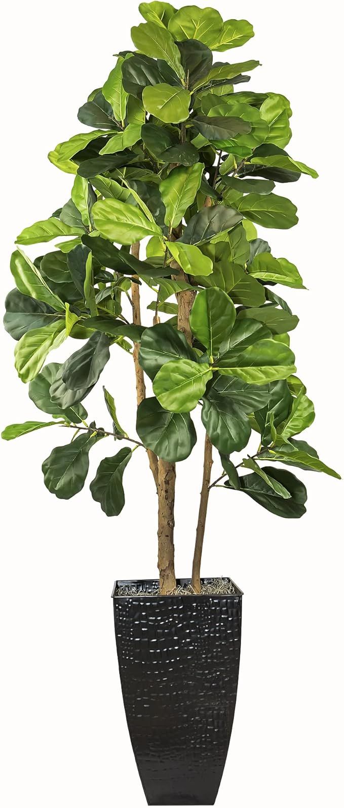 Artificial Fiddle Leaf Fig Tree 6FT Faux Indoor Floor Tree in Metal Pot - Fake House Plant and Ho... | Amazon (US)