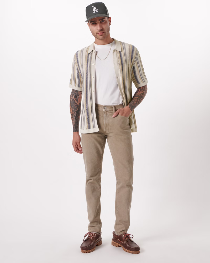 Striped Button-Through Sweater Polo | Abercrombie & Fitch (US)