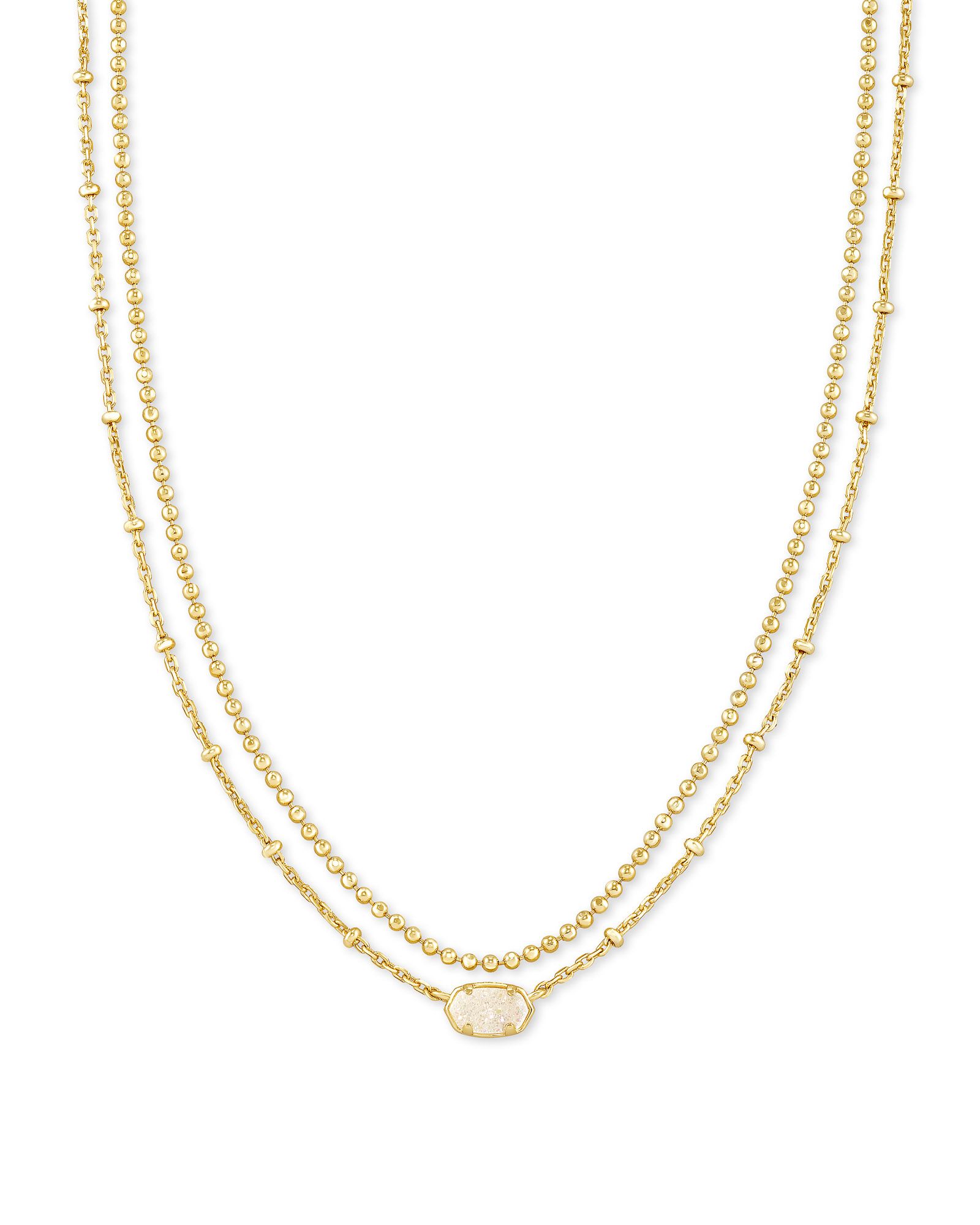 Emilie Gold Multi Strand Necklace in Iridescent Drusy | Kendra Scott