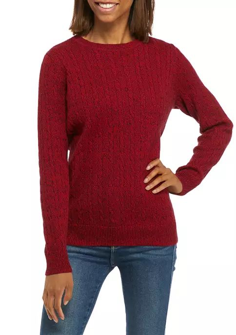 Women's Marled Cable Knit Crew Neck Sweater | Belk