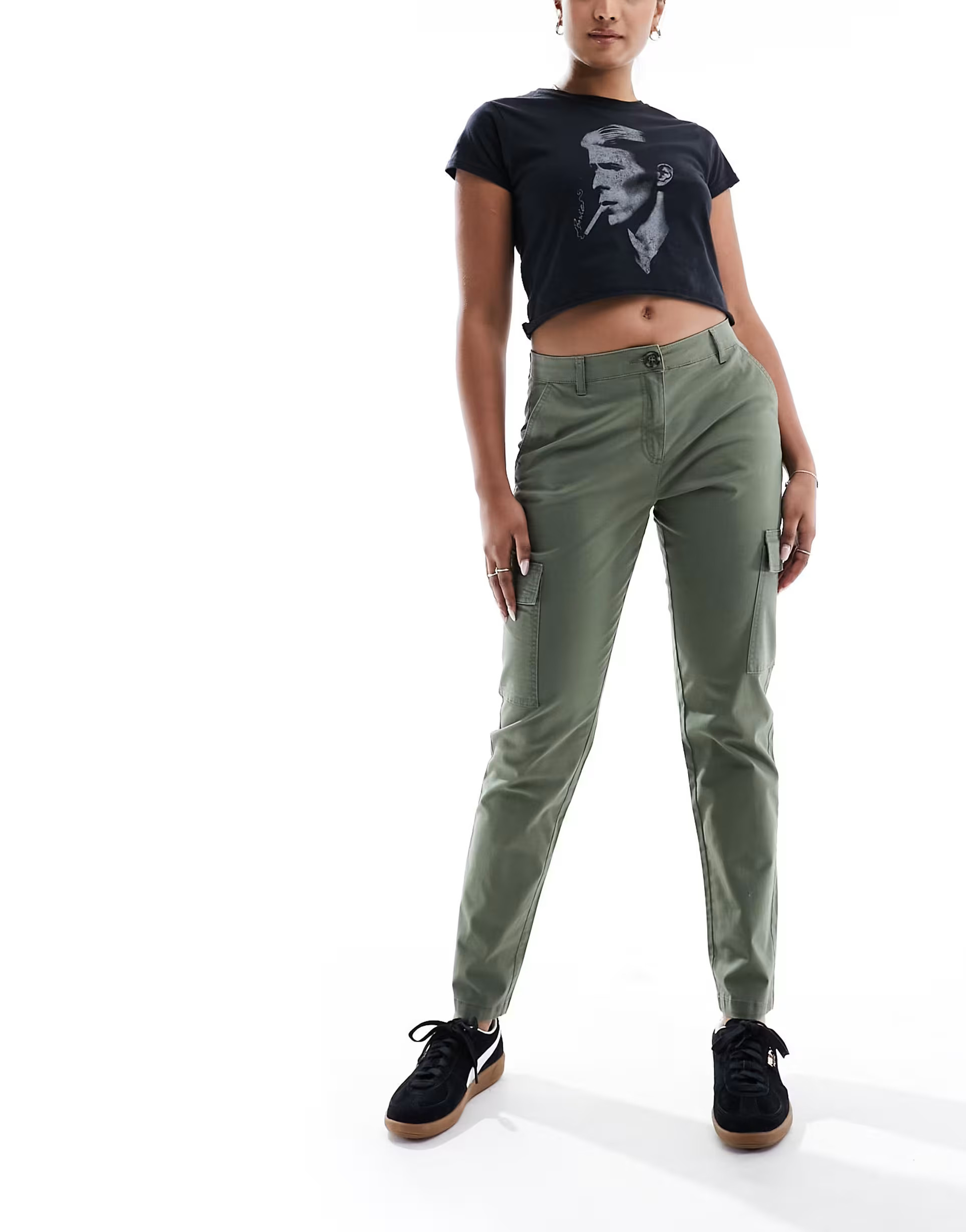 JDY tapered cargo pant in khaki | ASOS (Global)
