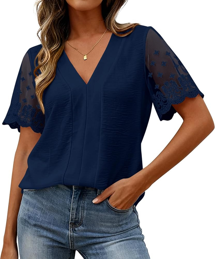 Zenlonr Women Tops Summer 2026 Short Sleeve Shirts Spring Vacation Fashion Dressy Casual Business... | Amazon (US)