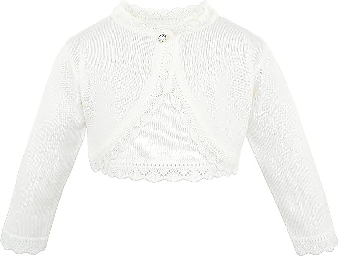 Lilax Little Girls' Knit Long Sleeve Button Closure Bolero Cardigan Shrug | Amazon (US)