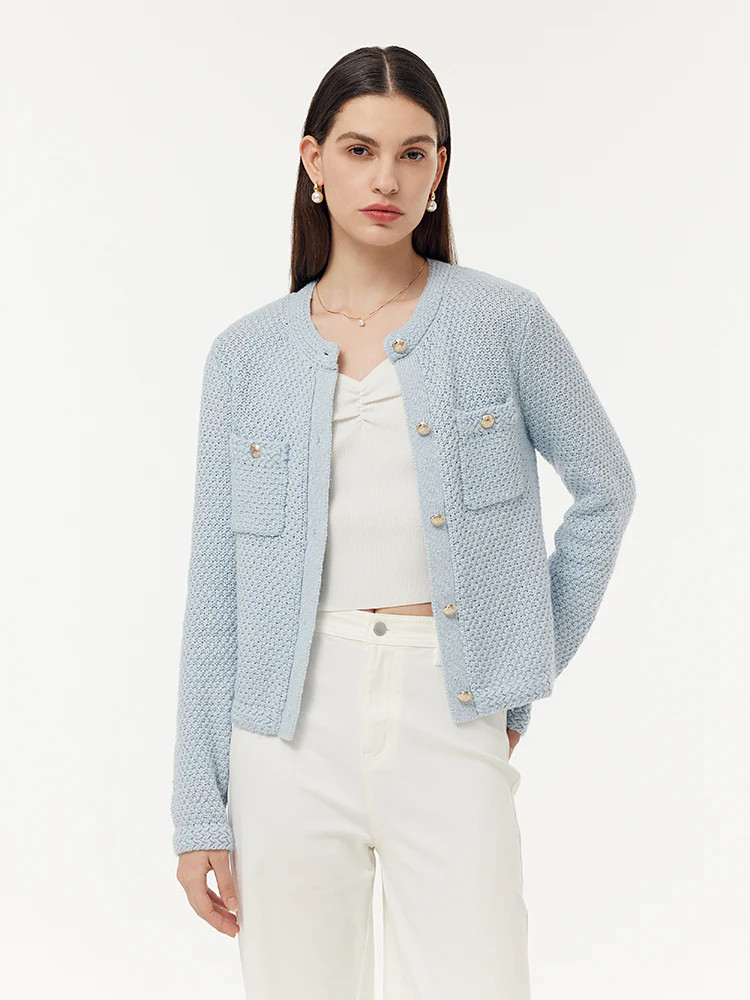 Openwork Long Sleeve Knitted Women Cardigan | GOELIA