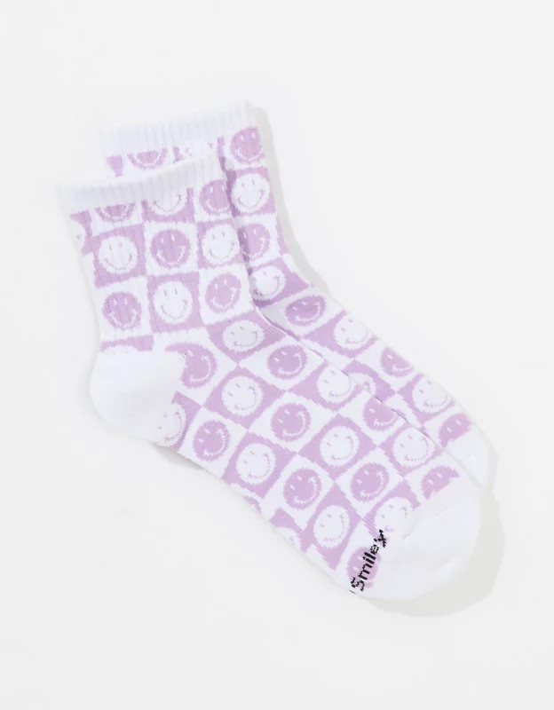 AE Smiley® Checkerboard Boyfriend Socks | American Eagle Outfitters (US & CA)