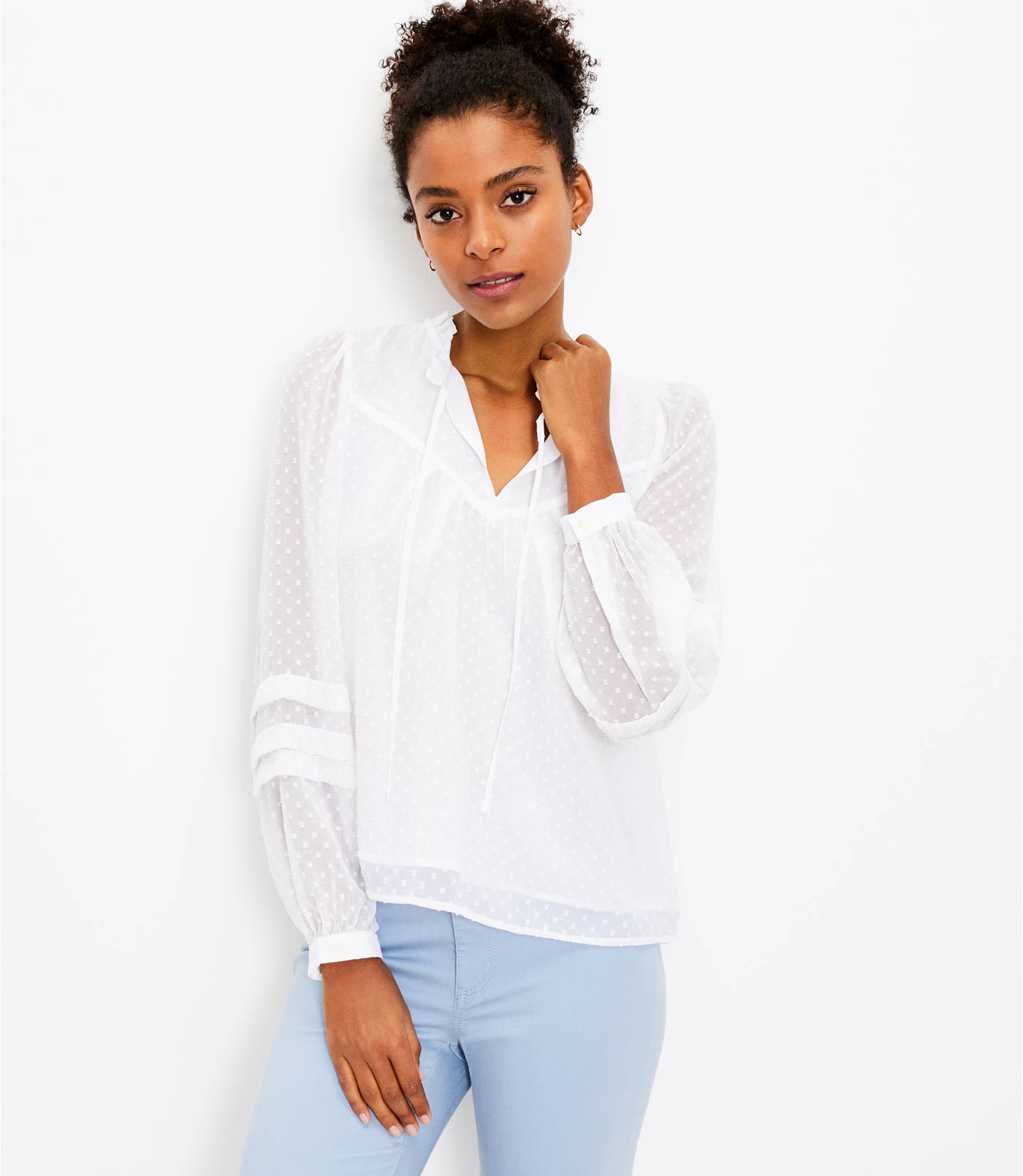 Clip Pleated Sleeve Blouse | LOFT | LOFT