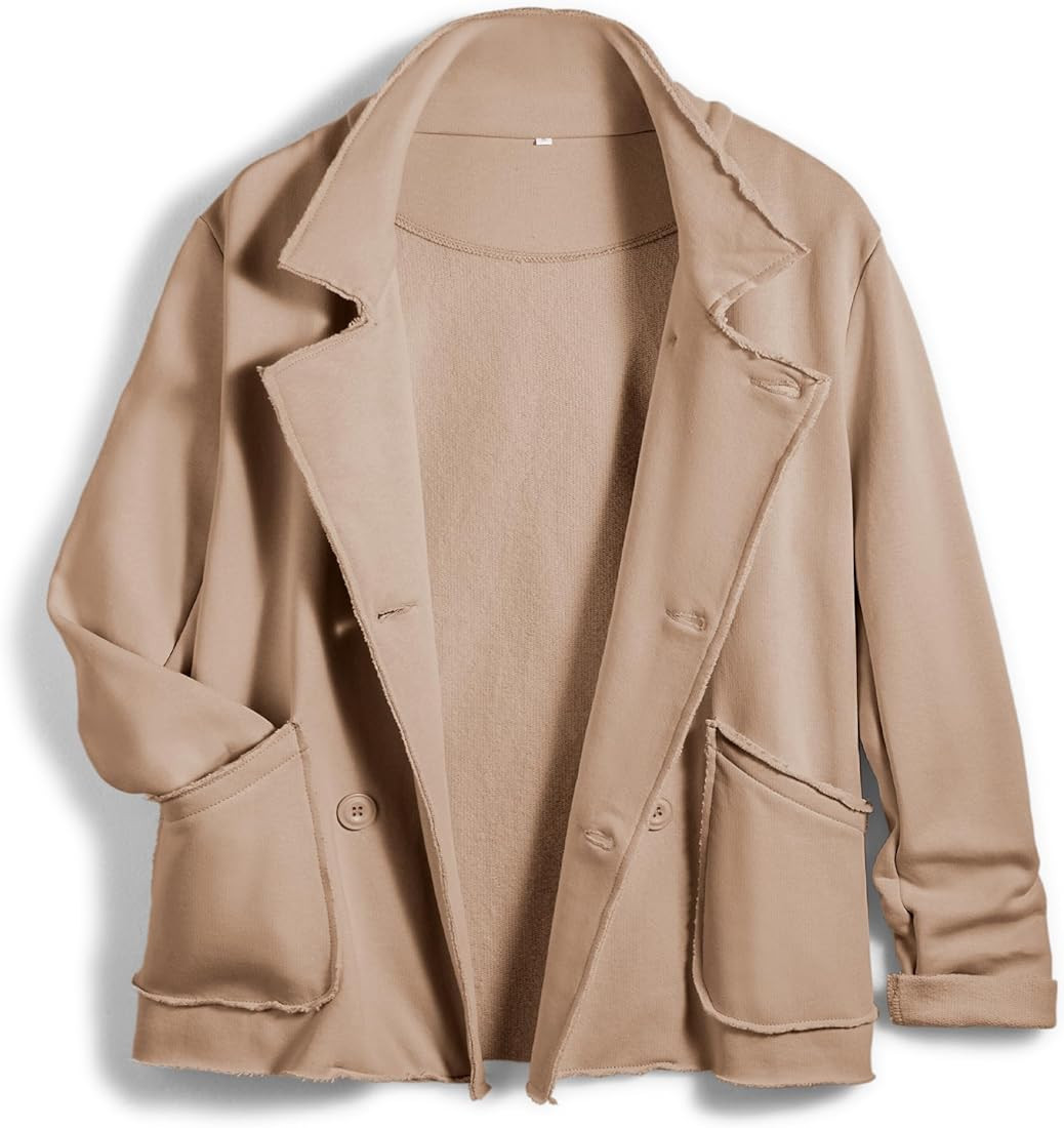 Women Warm Pea Coat Notched Lapel Neck Cropped Double Breasted Button Down Trench Overcoat Jacket... | Amazon (US)