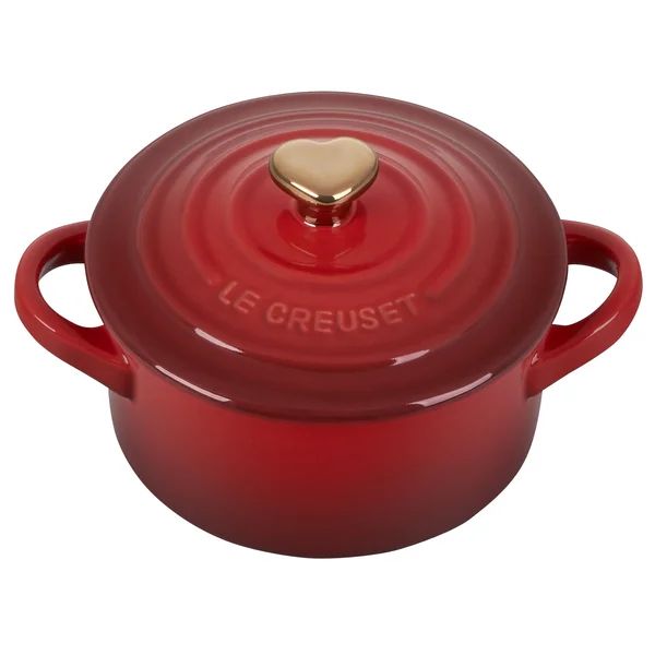 Le Creuset Stoneware L'Amour Collection Mini Round Cocotte with Heart Applique | Wayfair North America