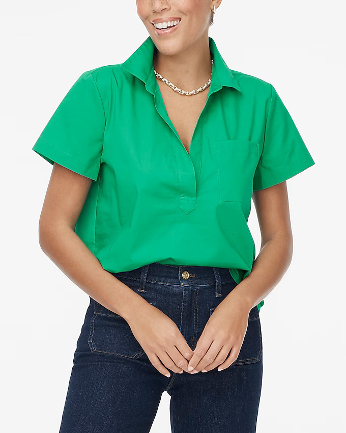 Short-sleeve poplin popover top | J.Crew Factory
