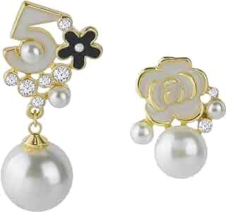 Fashion Jewelry Imitation Pearl Floral Statement Dangle Earrings for Women | Amazon (US)