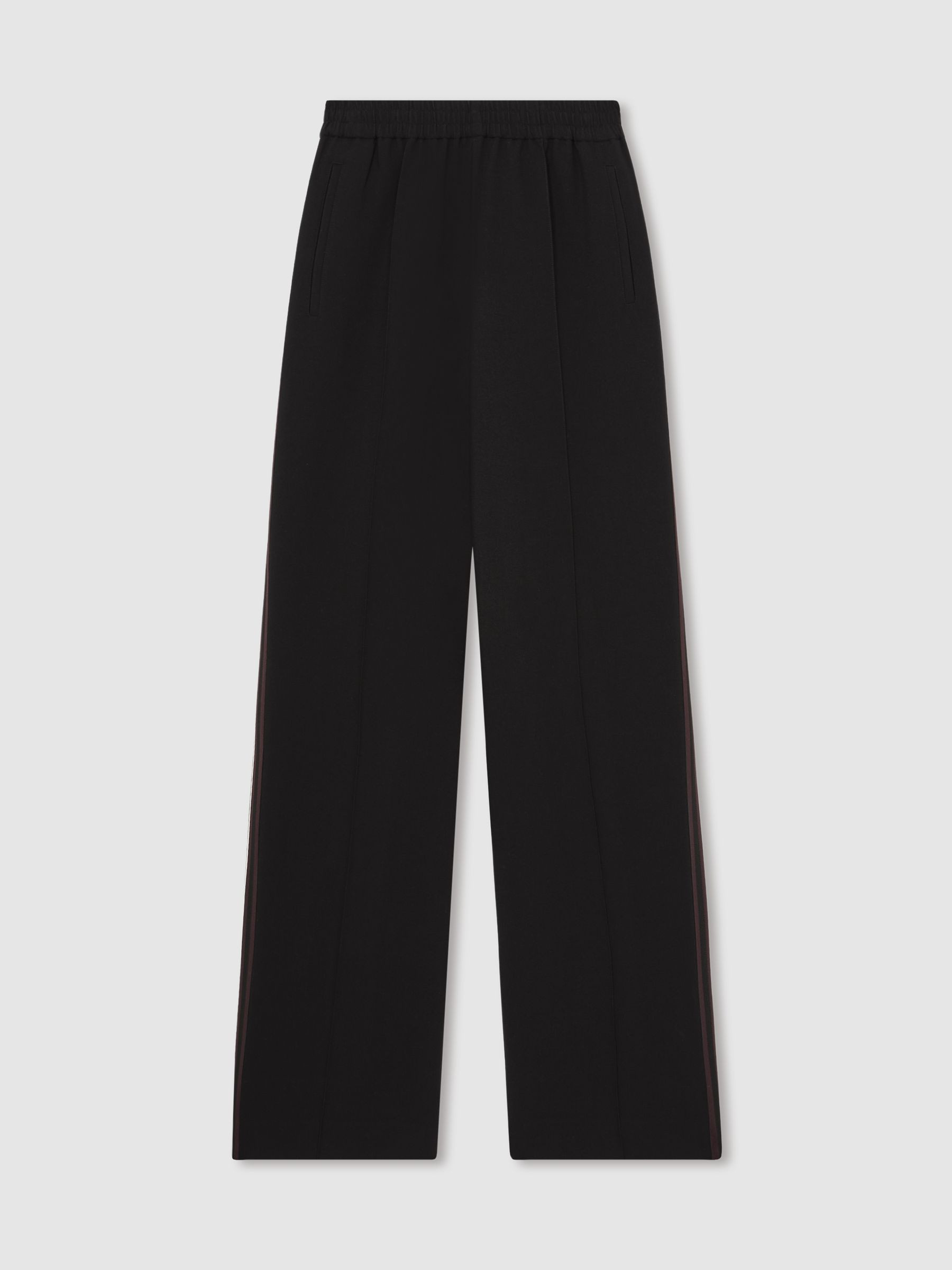 Side-Stripe Wide-Leg Trousers in Black | Reiss UK