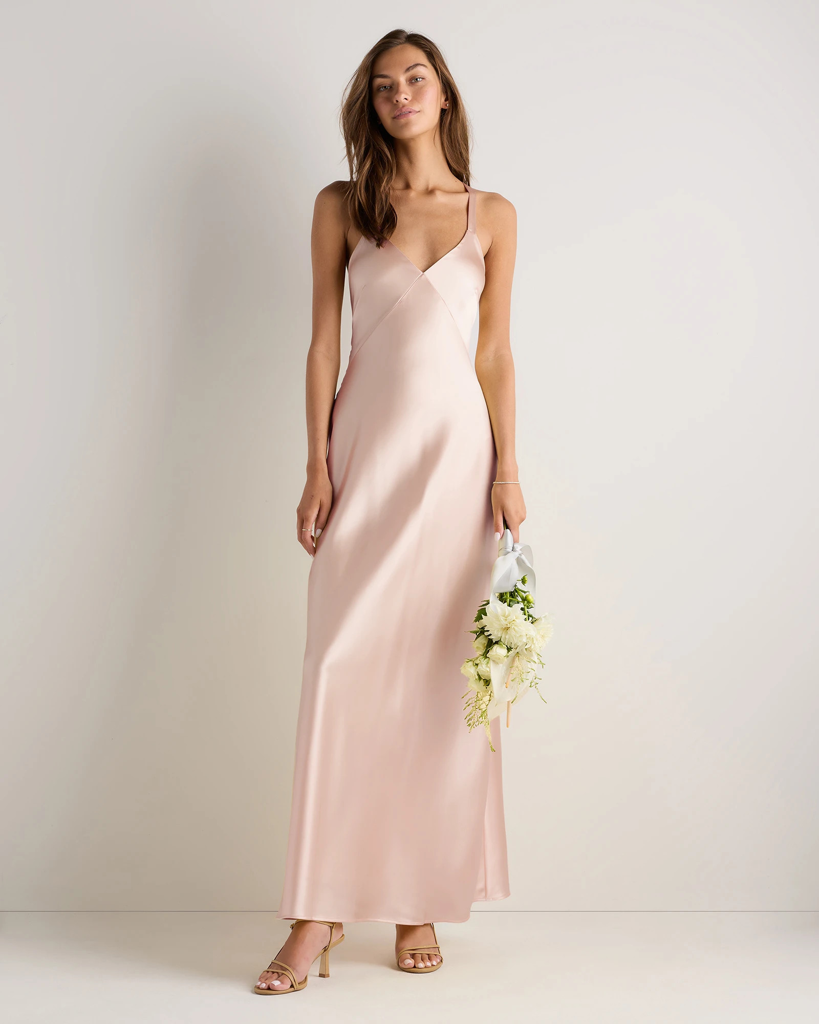 Quince | Women's Bianca Stretch Satin Dress in Forest Green, Size 8, Recycled Polyester | Quince