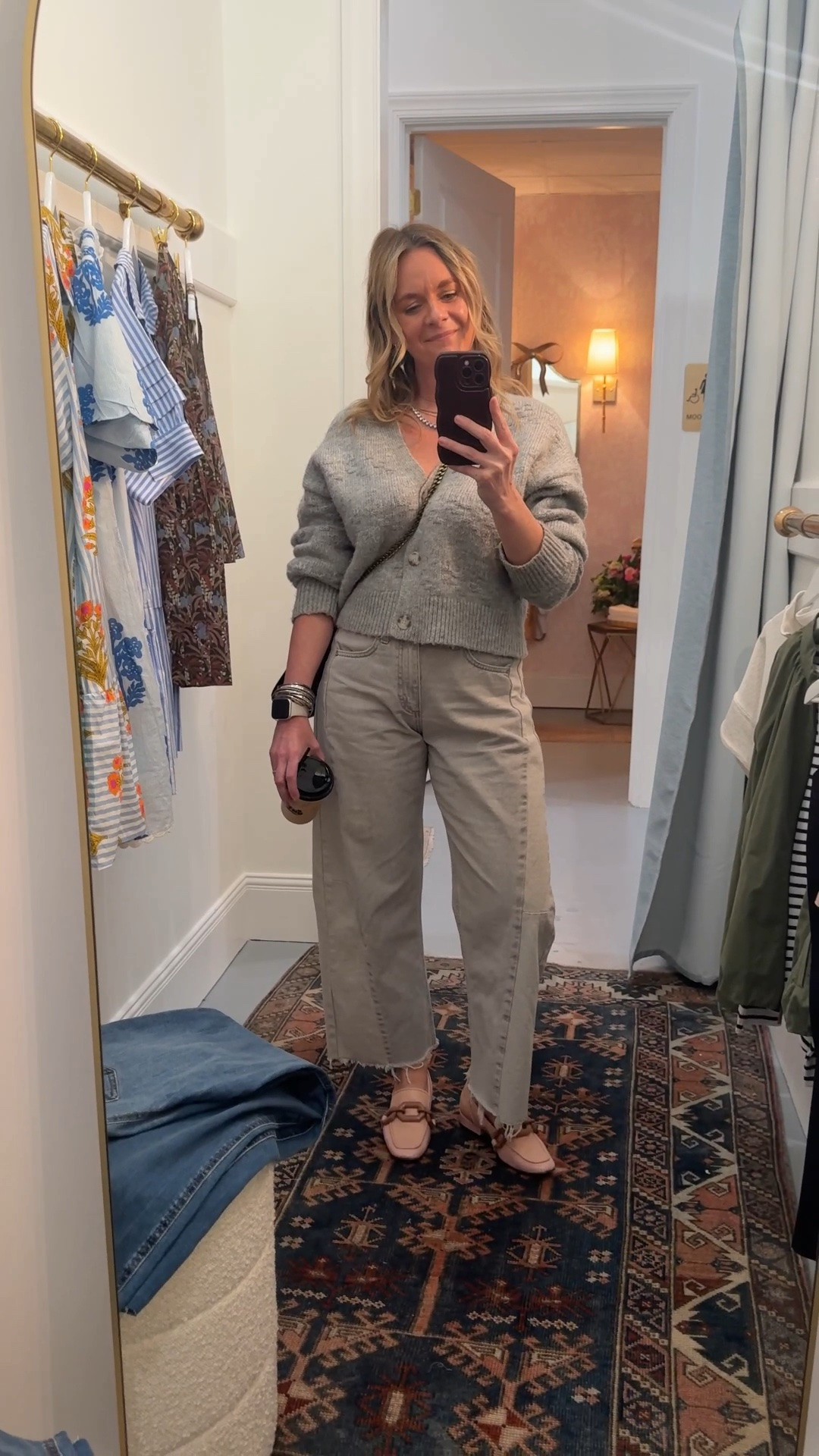 Monochromatic dressing at its easiest — grey cardigan + khaki barrel jeans + neutral loafers. Stay in the same tonal family and the outfit styles itself. Jeans are still available and I've linked similar options for the cardigan and loafers too. Everything shoppable below! 👇

#LTKdayinmylife #LTKootd #LTKOver40