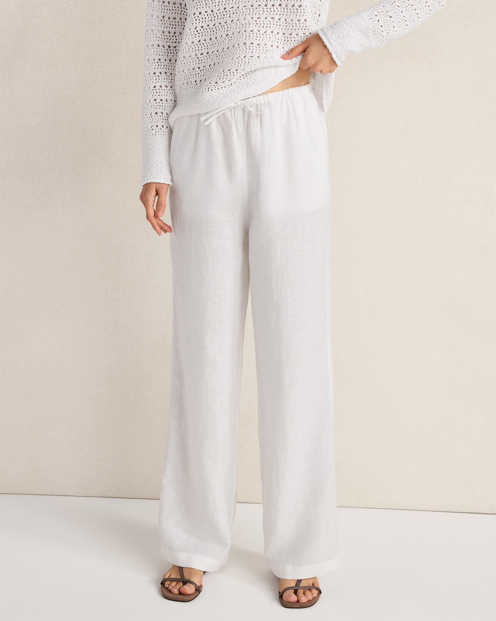 Linen Slim Pants | White | XXL | Haven Well Within