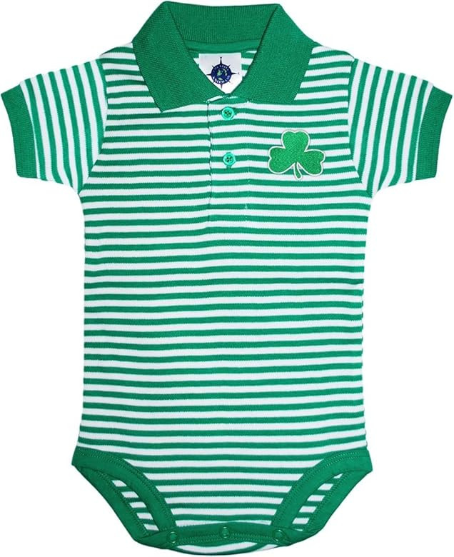 Creative Knitwear Irish Baby Shamrock Striped Polo Bodysuit | Amazon (US)
