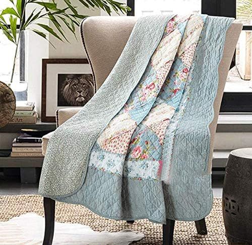 Patchwork Quilted Throw Blanket Bedspread Coverlet 100% Cotton Floral Reversible Stitched Quilt B... | Amazon (CA)