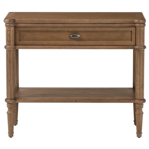 Tacorey Rustic Lodge Brown Solid Oak Wood 1 Drawer Nightstand | Kathy Kuo Home