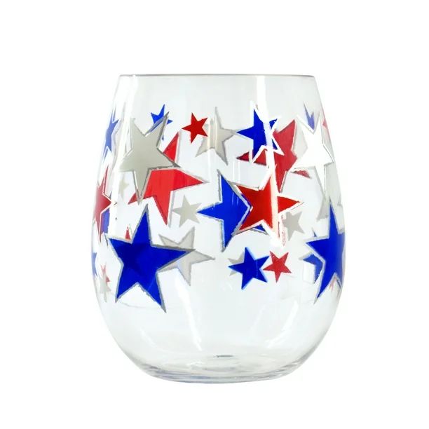 Patriotic Red, White & Blue Plastic Stemless Wine Glass, Way to Celebrate | Walmart (US)