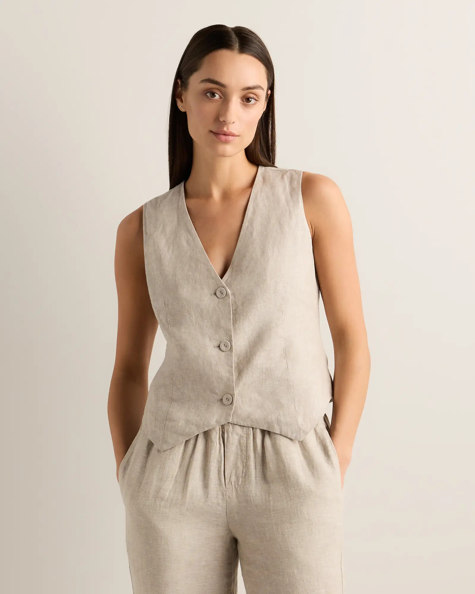 100% European Linen Vest in Flax | Quince