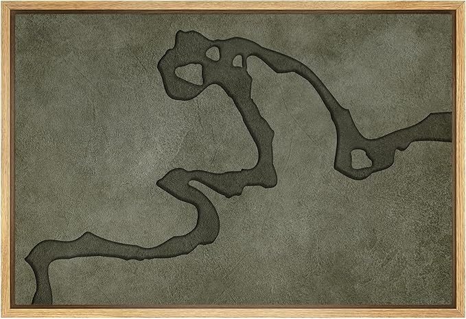 SIGNFORD Framed Canvas Print Wall Art Textured Green Organic Shape Illustrations Modern Art Decor... | Amazon (US)