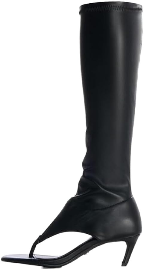 sexytag Women's Thong Sandals Open Toe Knee High Kitten Heels Sandal Boots | Amazon (US)