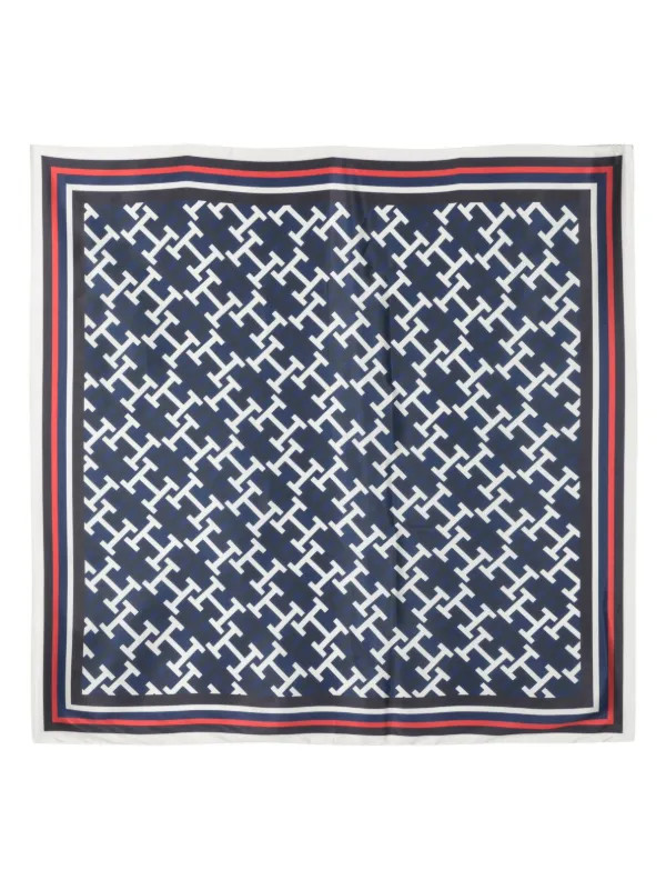 Tommy Hilfiger monogram-print satin-finish Scarf - Farfetch | Farfetch Global