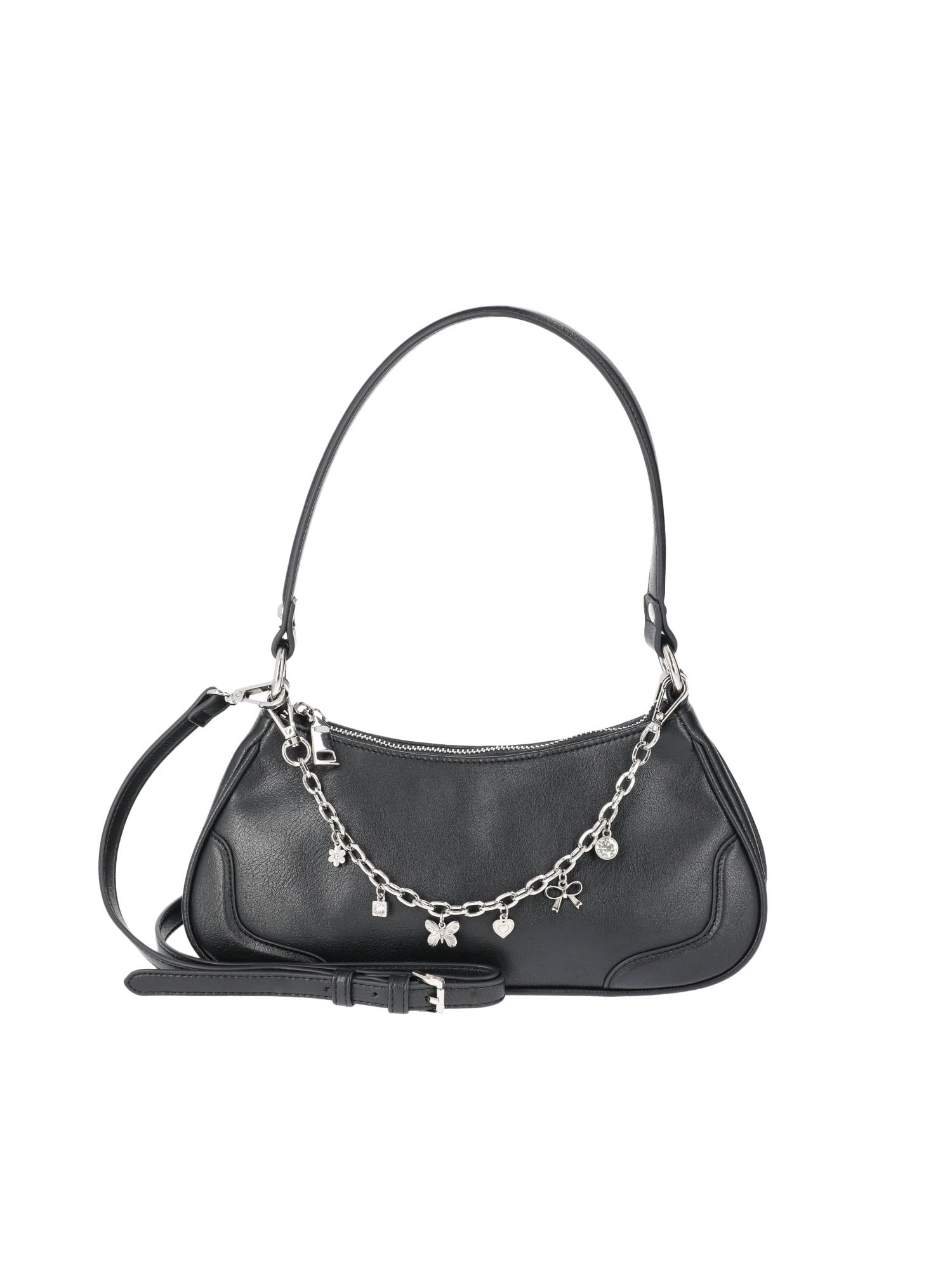 No Boundaries Fashion Shoulder Bag, Black Girly Charm, Women's | Walmart (US)