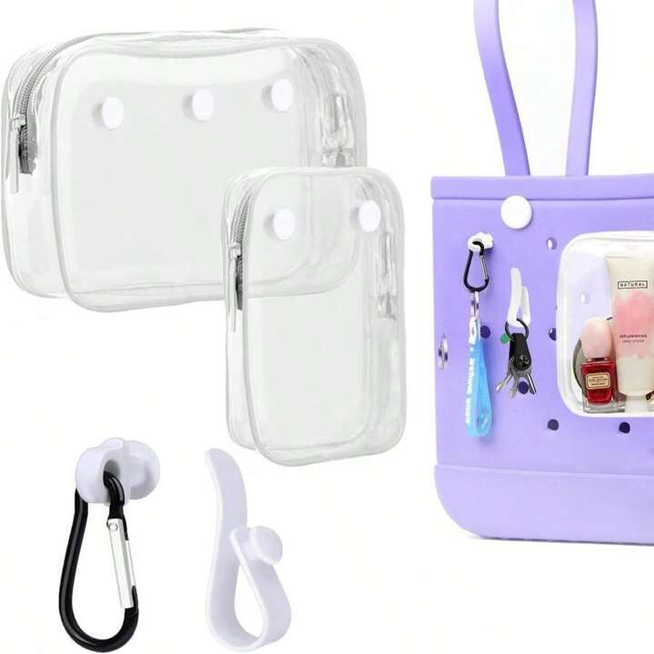 2 Packs Clear Bogg Beach Tote Bag With 2 Packs Insert Hooks Accessories For Bogg Bags Travel Make... | SHEIN